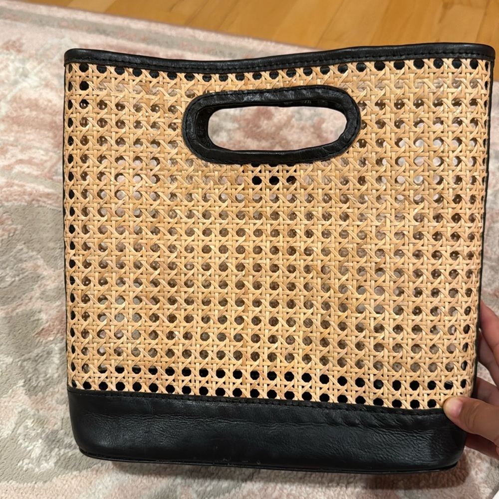 Chic Black and Tan Woven Tote Bag